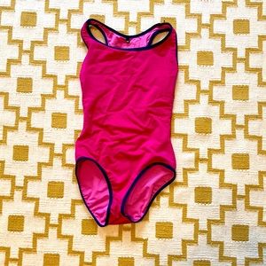 Mariia reversible, leotard, pink with navy trim. Adult L.
